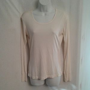 100% silk ivory long sleeve tee sz L